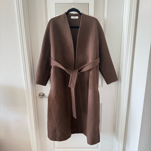 Valentino Wrap Style Coat Size 8 Color Brown - Picture 2 of 6